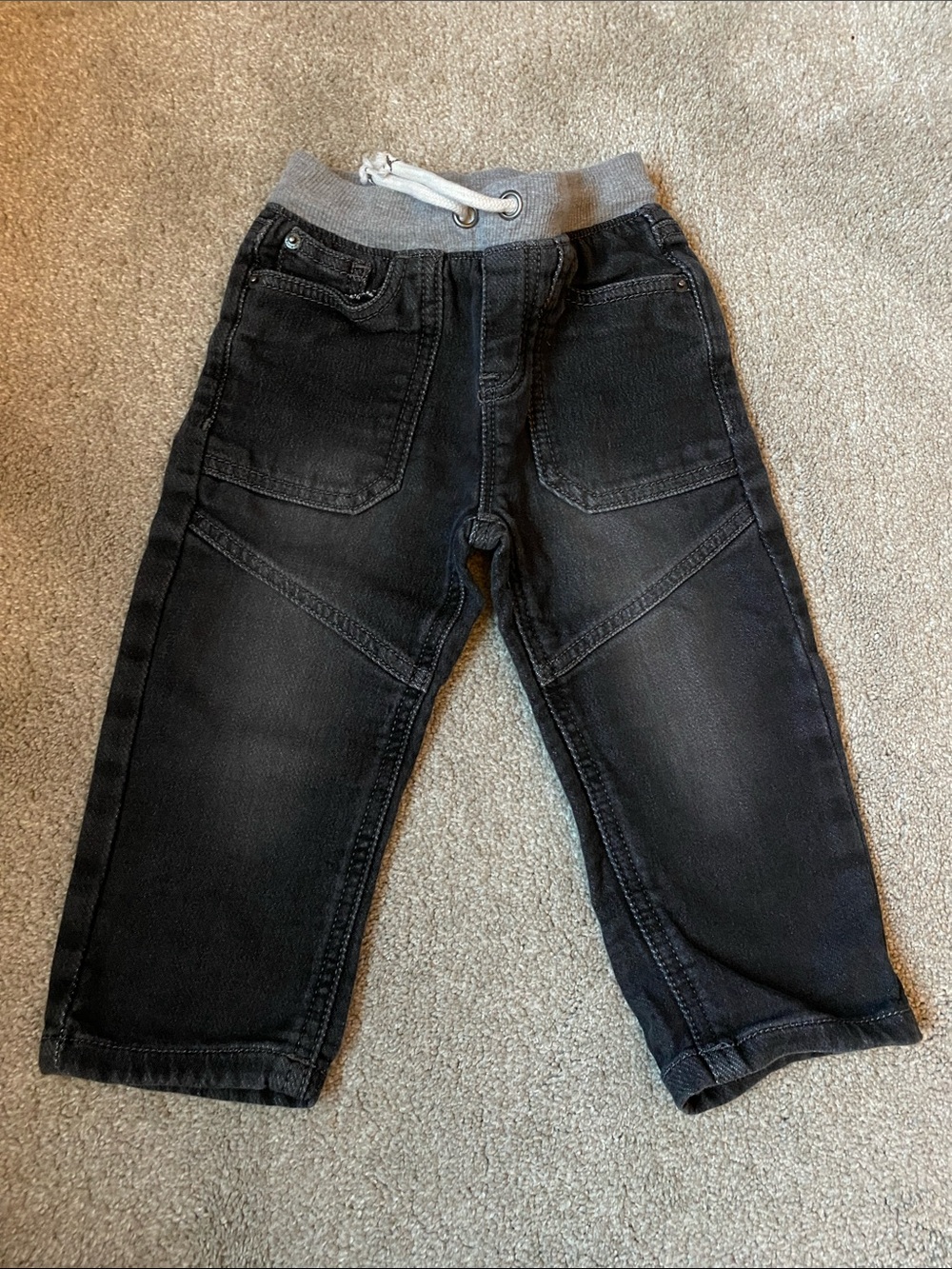Cat & Jack 18 Month Straight Black Pull-On Jogger Pants with Gray Waistband